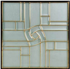 Decorative Glass Panel With Brass Caming For Cabinet Door