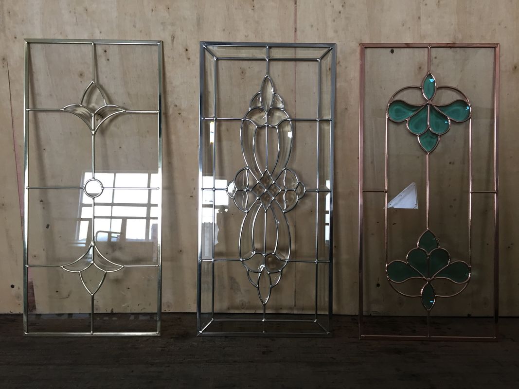 Single decorative leaded glass for door with electroplating technology 1000*300MM