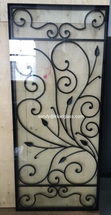 Interior Doors Wrought Iron Glass With 8 8mm Black Steel Bar