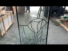 Clear bevel decorative glass panels with lily style design for entrance doors