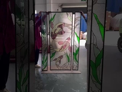 Custom koi design entry door insert glass
