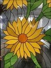 Customized Sunflower Design Entry Door Decorative Leaded Glass With Patina Caming