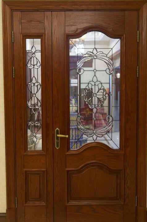 2000MM 4MM Triple Glazed Laminated Patina Caming Decorative Tempered Glass For Wooden Door